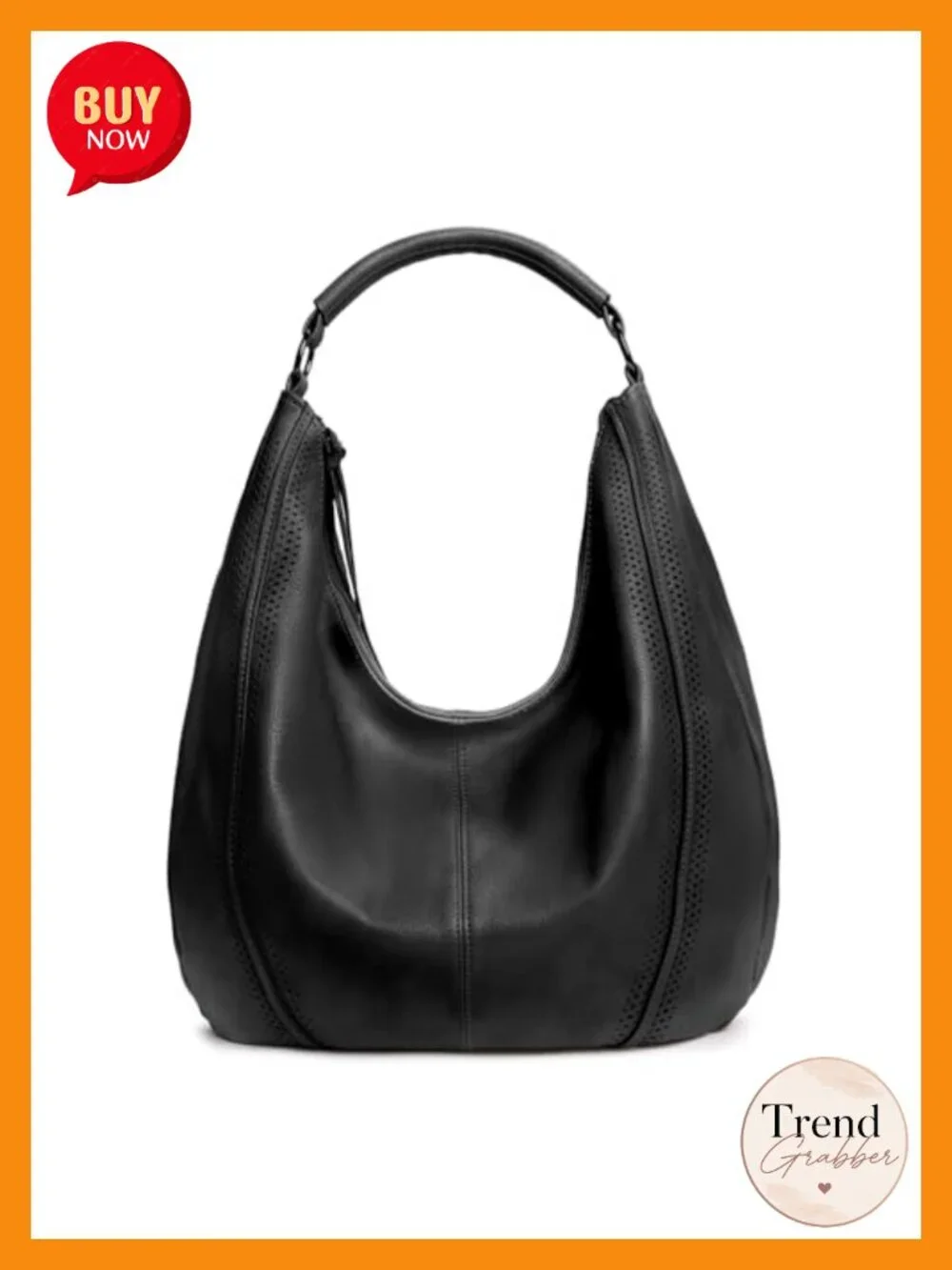 Faux Leather Hobo Shoulder Bag Tote with Adjustable Crossbody Strap, Large